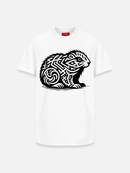 Marmotte tribale - T-shirt unisexe décontracté en coton Supima – de SPREAD - blanc