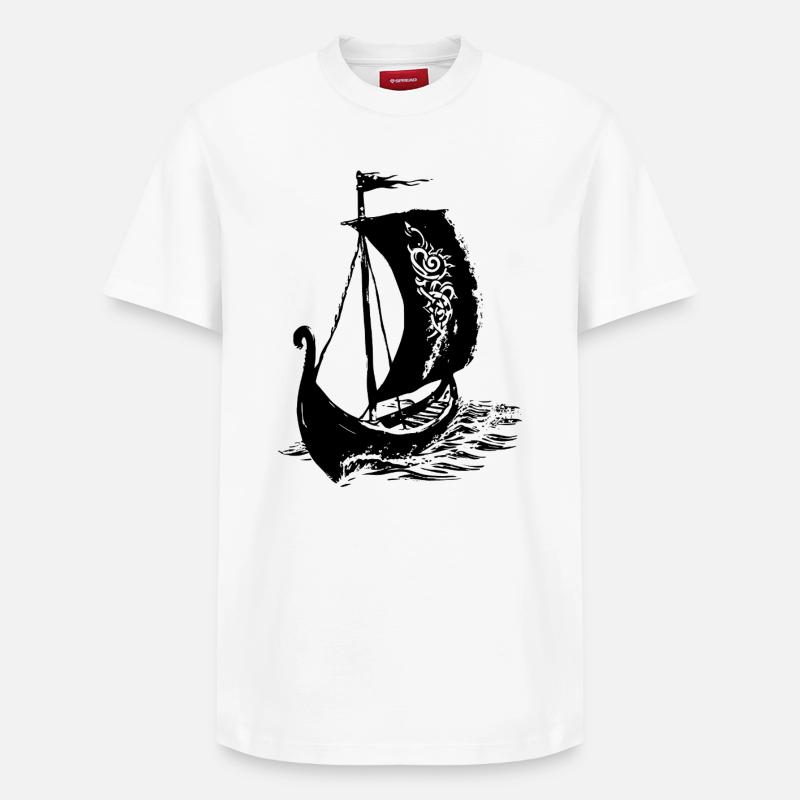 Drakkar Viking - T-shirt unisexe décontracté en coton Supima – de SPREAD - blanc