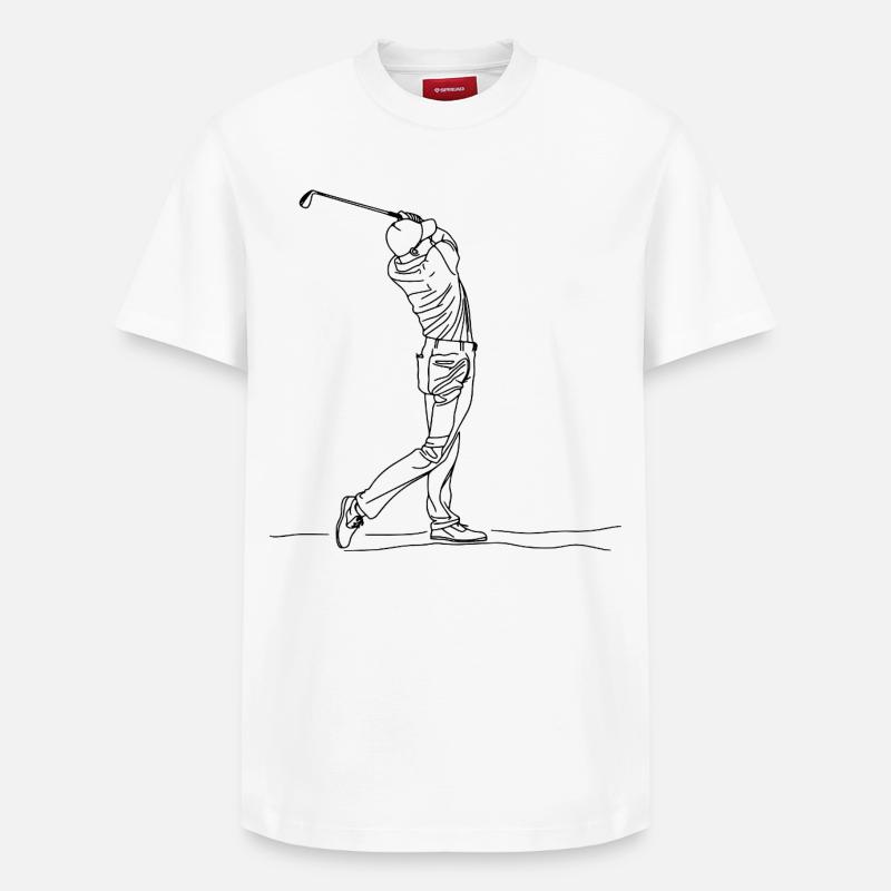 Golf Boy Dessin d’une ligne - T-shirt unisexe décontracté en coton Supima – de SPREAD - blanc