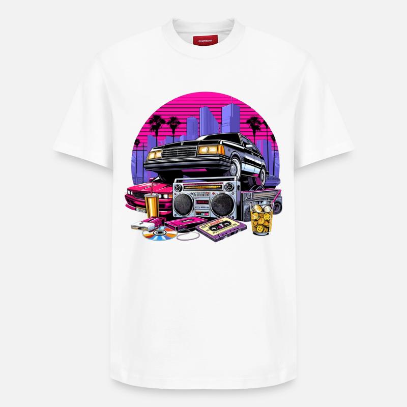 Kompaktkassette Ghettoblaster 90er Retro Geschenk - Relaxed Unisex Supima Cotton T-Shirt – von SPREAD - Weiß