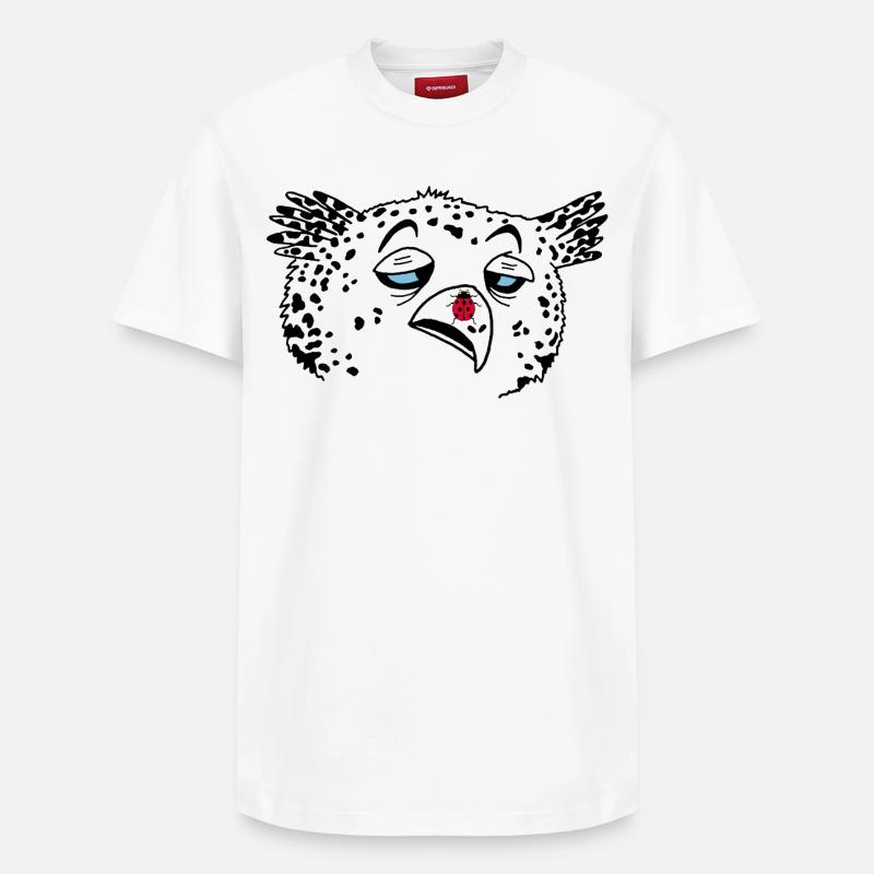 Eule und Marienkäfer - Relaxed Unisex Supima Cotton T-Shirt – von SPREAD - Weiß