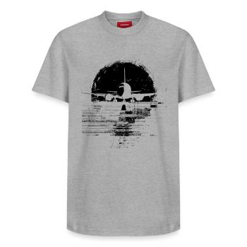 Flugzeug Skizze - Relaxed Unisex Supima Cotton T-Shirt – von SPREAD - Weiß - Vorne - AI Model Female 172 dark (172cm) & AI Model Male 185 dark (185cm)
