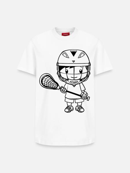Lacrosse Boy Cartoon - Relaxed Unisex Supima Cotton T-Shirt – by SPREAD - white