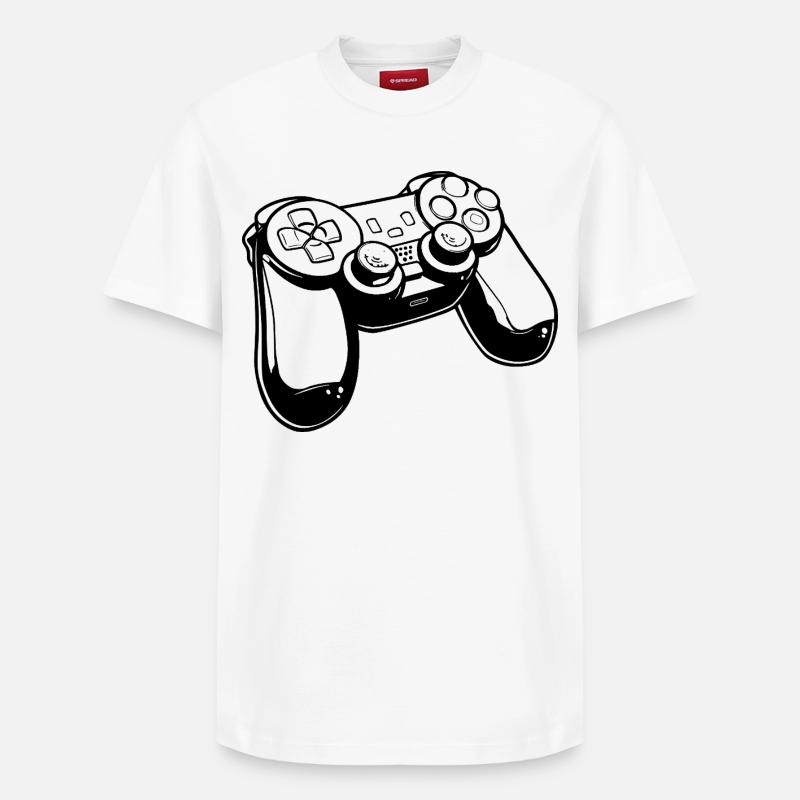 Gaming Controller Drawing - Relaxed Unisex Supima Cotton T-Shirt – by SPREAD - white