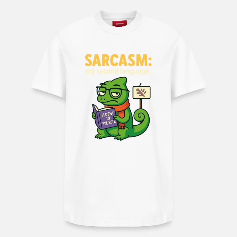 Sarcasme de la seconde langue - T-shirt unisexe décontracté en coton Supima – de SPREAD - blanc