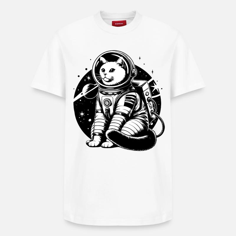 Astronauten Katze - Relaxed Unisex Supima Cotton T-Shirt – von SPREAD - Weiß