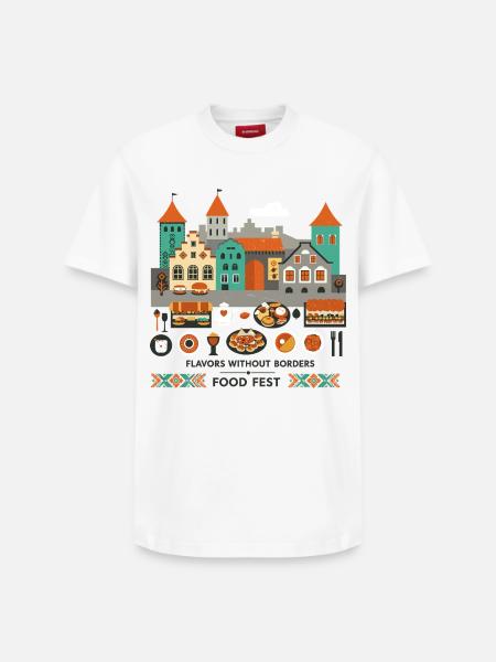 Street Food Festival - Relaxed Unisex Supima Cotton T-Shirt – von SPREAD - Weiß