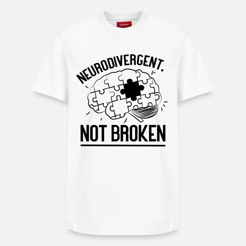 Neurodivergent. Not Broken - Relaxed Unisex Supima Cotton T-Shirt – von SPREAD - Weiß