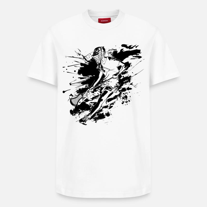 Graffiti d’un joueur de crosse - T-shirt unisexe décontracté en coton Supima – de SPREAD - blanc