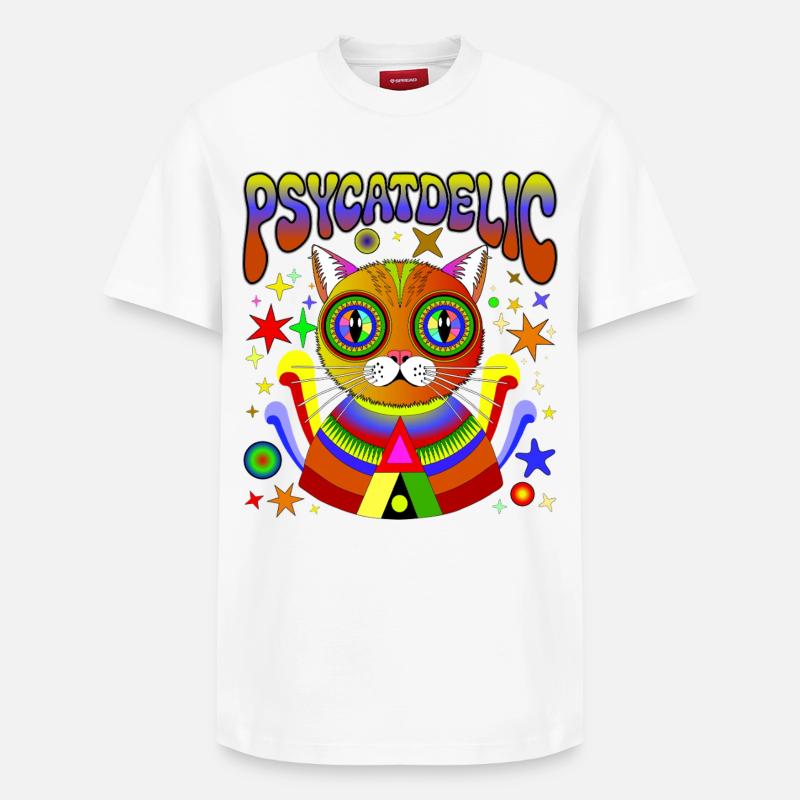 PSYCATDELIC - T-shirt unisexe décontracté en coton Supima – de SPREAD - blanc