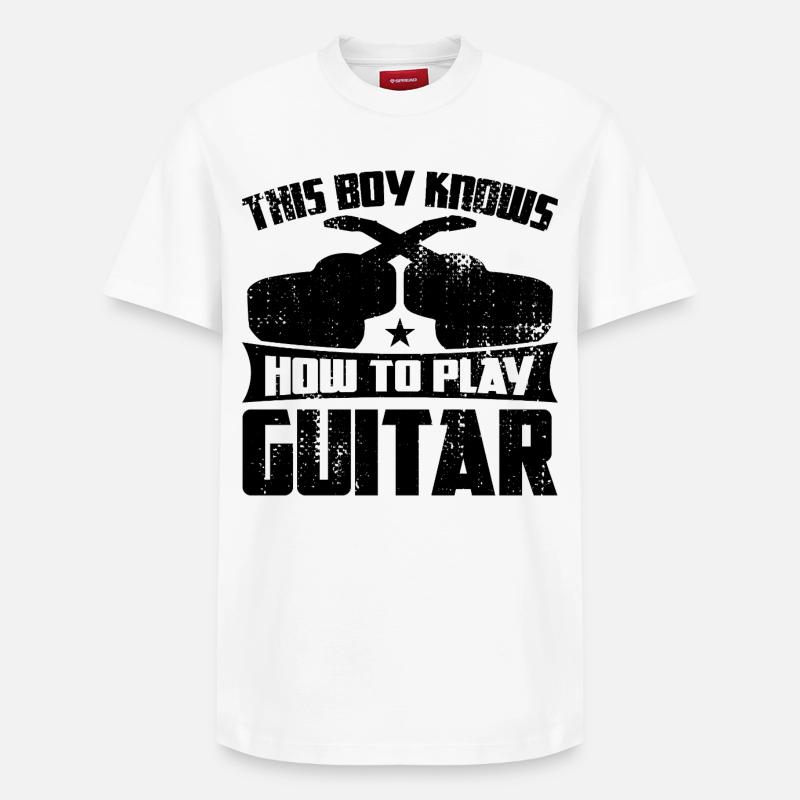 Garçon guitare - T-shirt unisexe décontracté en coton Supima – de SPREAD - blanc