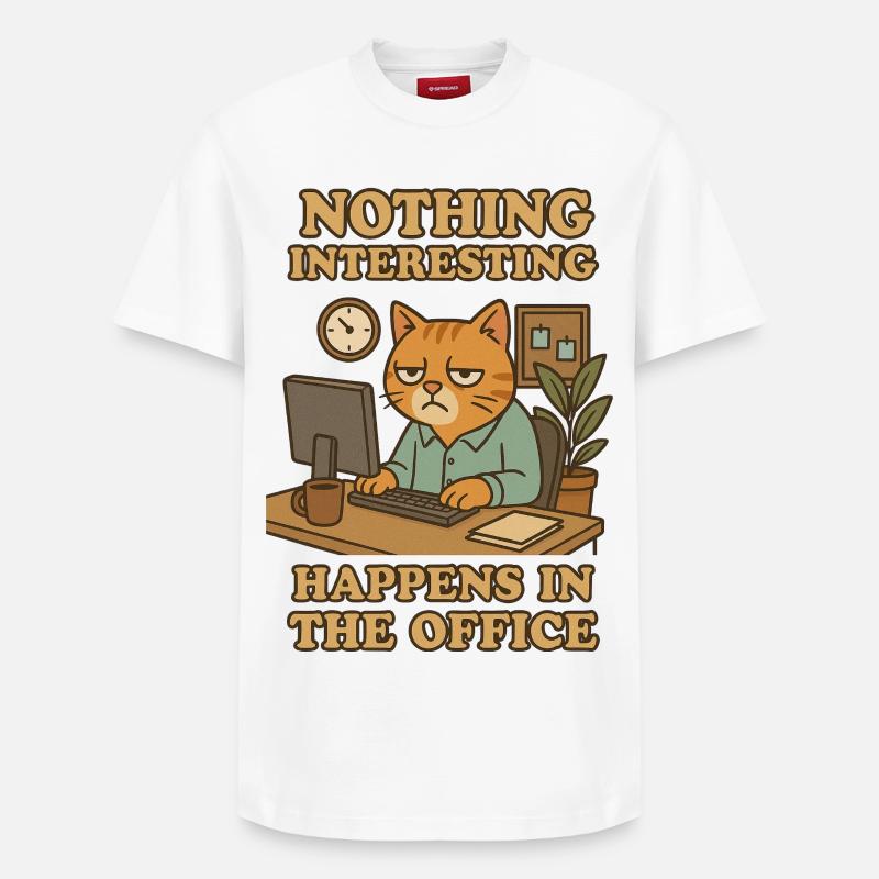 Nothing Interesting Office Katze - Relaxed Unisex Supima Cotton T-Shirt – von SPREAD - Weiß