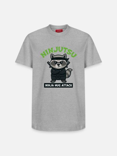 Raccoon Ninja Hug Attack - Relaxed Unisex Supima Cotton T-Shirt – by SPREAD - white