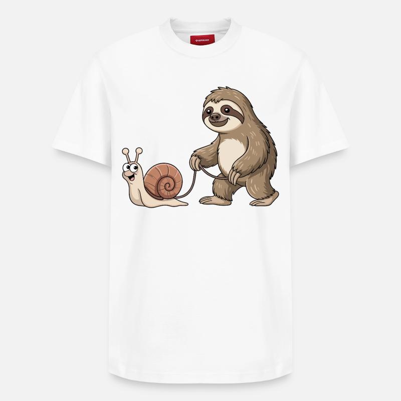 Faultier und Schnecke - Relaxed Unisex Supima Cotton T-Shirt – von SPREAD - Weiß