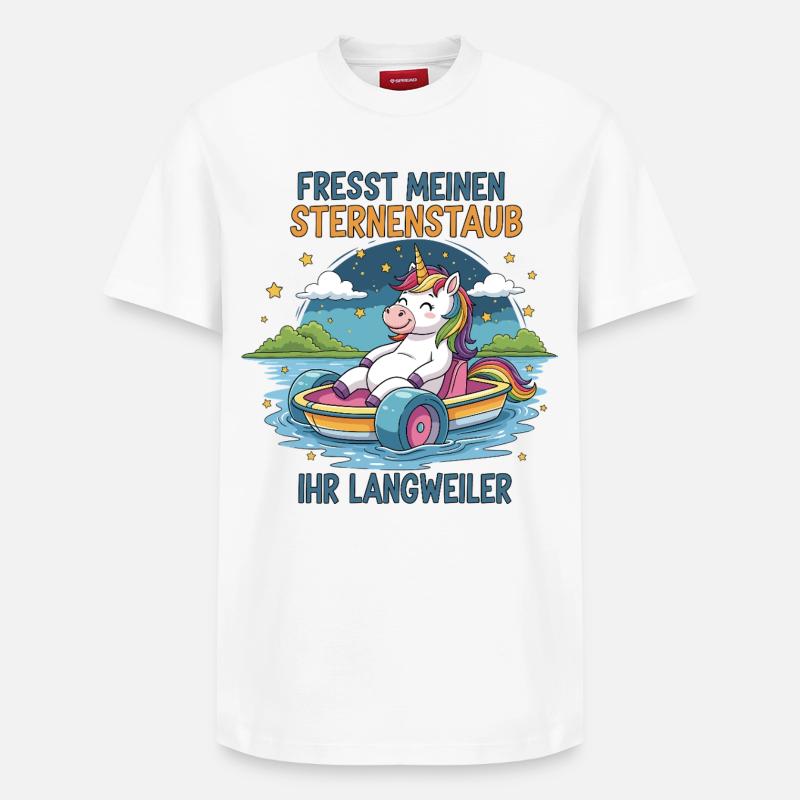 Einhorn Tretbootfahrt - Relaxed Unisex Supima Cotton T-Shirt – von SPREAD - Weiß