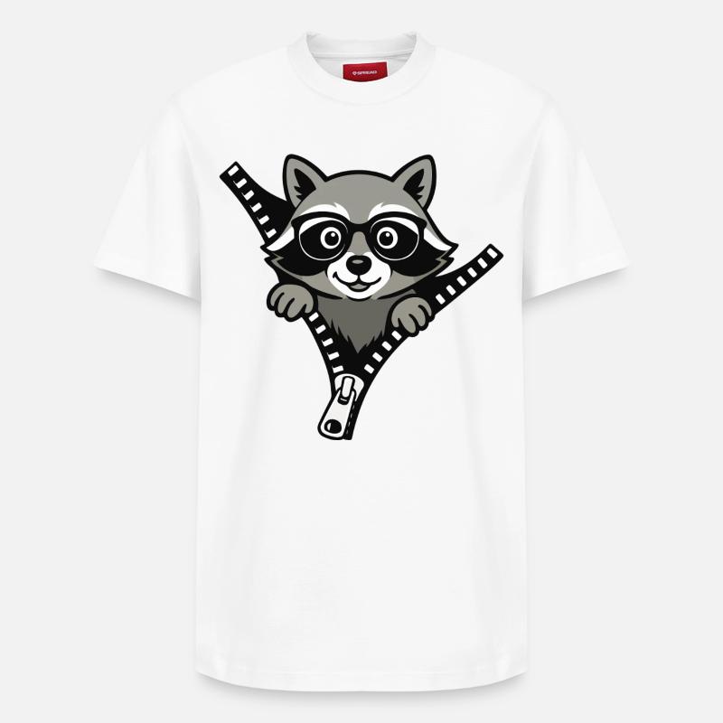 Neugieriger Waschbär - Relaxed Unisex Supima Cotton T-Shirt – von SPREAD - Weiß