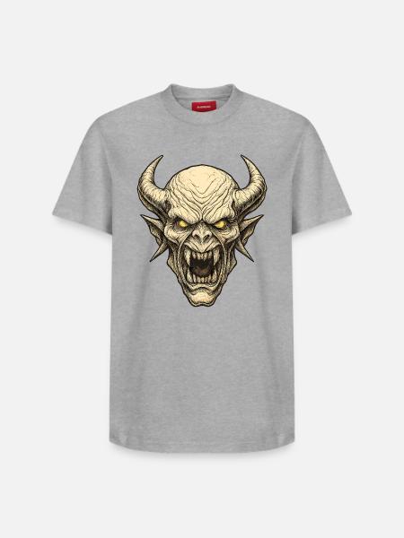 Demon Mask Hornenkopf - Relaxed Unisex Supima Cotton T-Shirt – by SPREAD - white