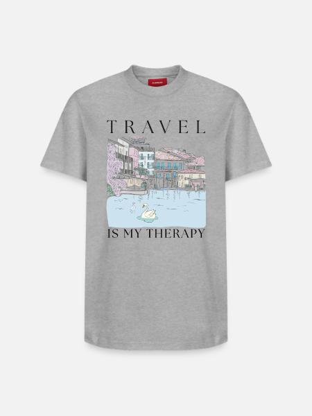 Travel is my therapy - Relaxed Unisex Supima Cotton T-Shirt – by SPREAD - white