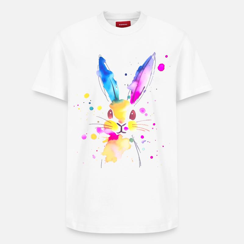 Lapin abstrait à l'aquarelle 🐇 - T-shirt unisexe décontracté en coton Supima – de SPREAD - blanc