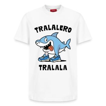Tralalero Tralala - T-shirt unisexe décontracté en coton Supima – de SPREAD - blanc - Devant - AI Model Female 172 dark (172cm) & AI Model Male 185 dark (185cm)