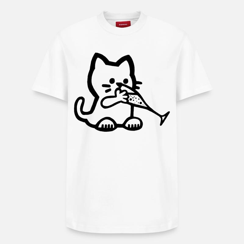 Chaton qui a soif - T-shirt unisexe décontracté en coton Supima – de SPREAD - blanc