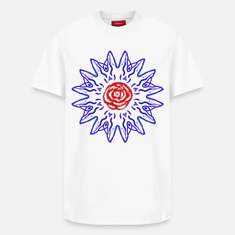 Rose dans le soleil bleu - T-shirt unisexe décontracté en coton Supima – de SPREAD - blanc