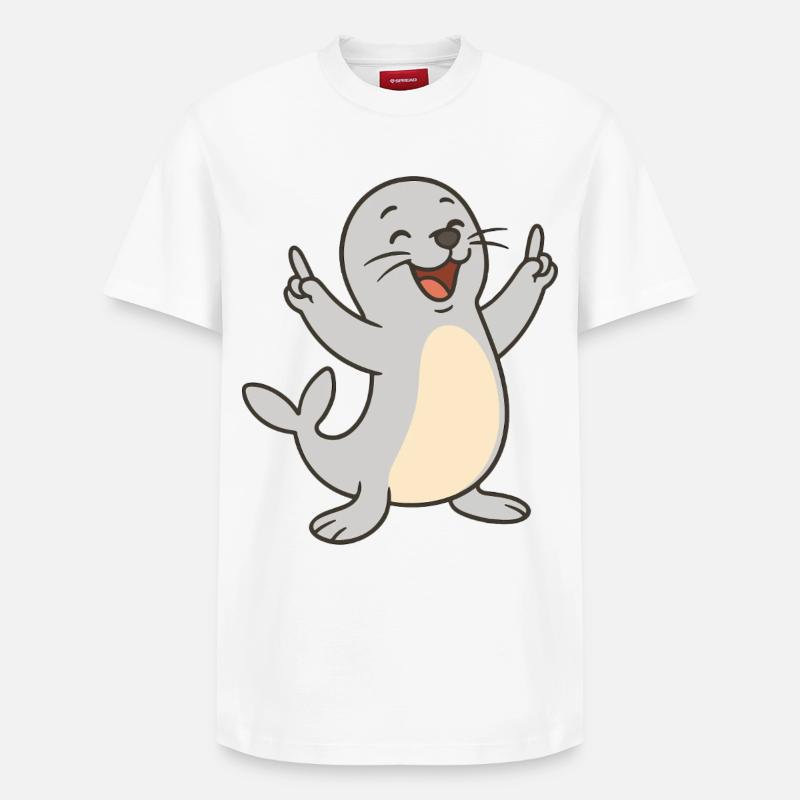 Fröhliche Robbe - Relaxed Unisex Supima Cotton T-Shirt – von SPREAD - Weiß