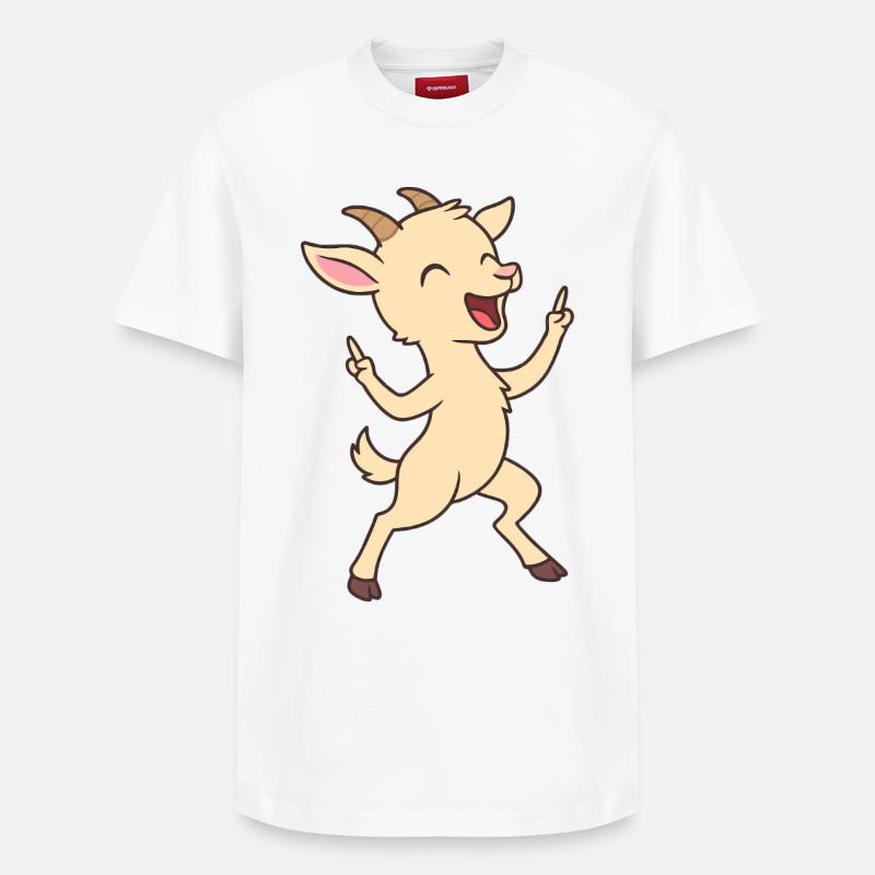 Chevreau dansant chèvre - T-shirt unisexe décontracté en coton Supima – de SPREAD - blanc