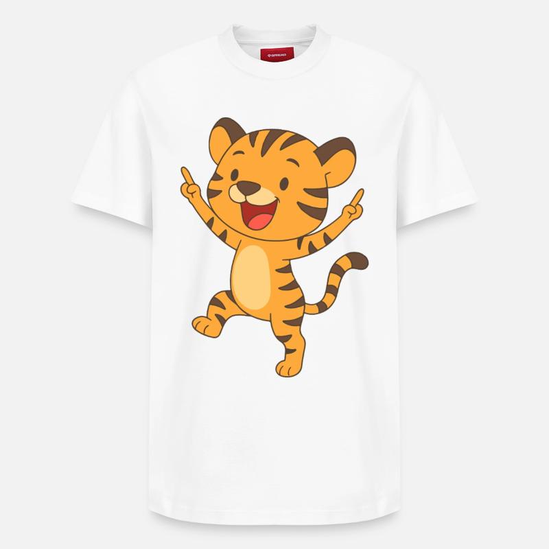 Petit tigre heureux - T-shirt unisexe décontracté en coton Supima – de SPREAD - blanc