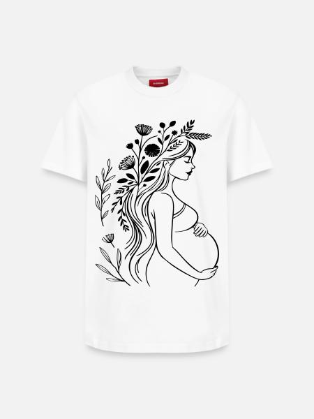 Schwangere Frau - Boho, personalisierbar - Relaxed Unisex Supima Cotton T-Shirt – von SPREAD - Weiß