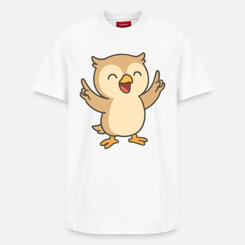 Hibou de bonne humeur - T-shirt unisexe décontracté en coton Supima – de SPREAD - blanc