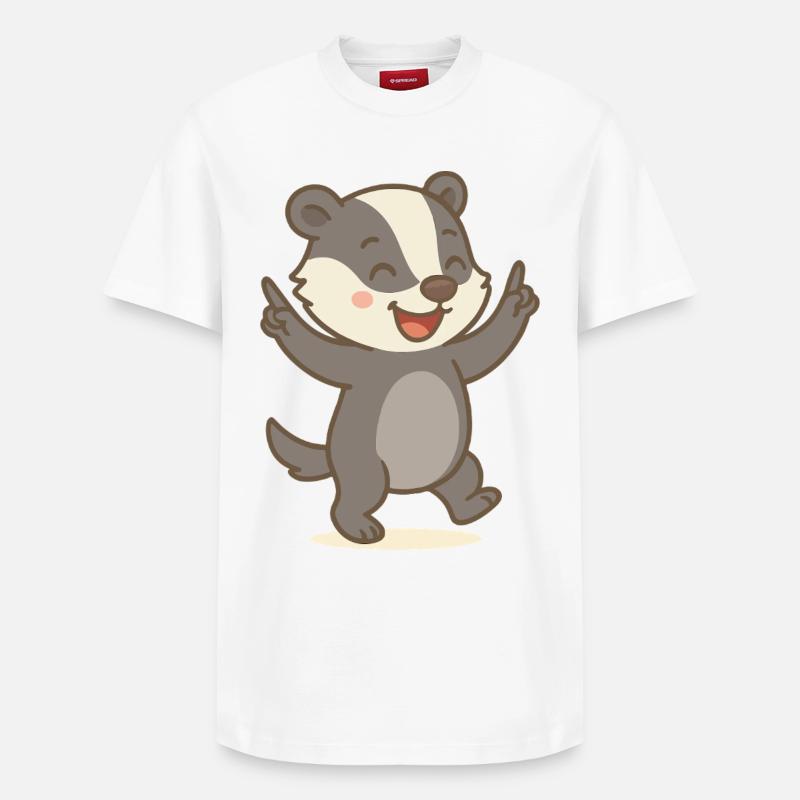 Blaireau chanceux - T-shirt unisexe décontracté en coton Supima – de SPREAD - blanc