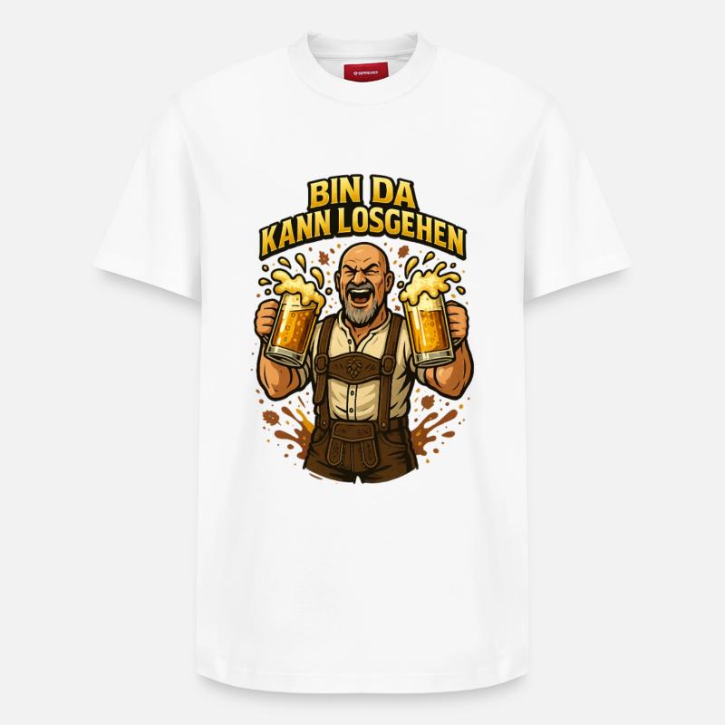 Bier Bierkrug Bierflasche Bierzelt Biergarten - Relaxed Unisex Supima Cotton T-Shirt – von SPREAD - Weiß