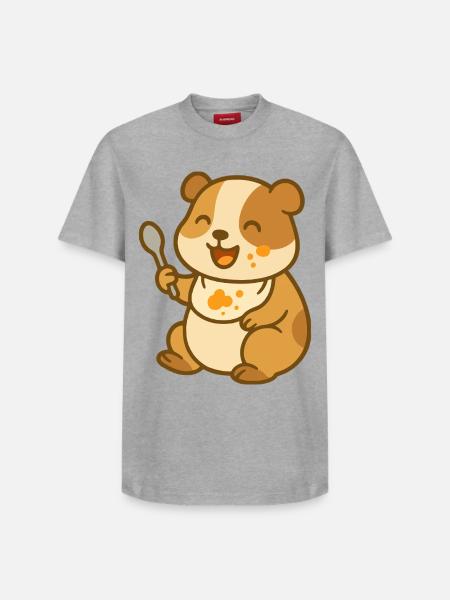 Sjov marsvin baby fodring - Unisex T-shirt i Supima-bomuld med afslappet pasform – fra SPREAD - hvid