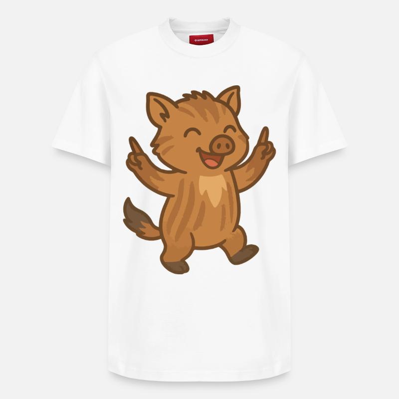 Jeune sanglier dansant - T-shirt unisexe décontracté en coton Supima – de SPREAD - blanc