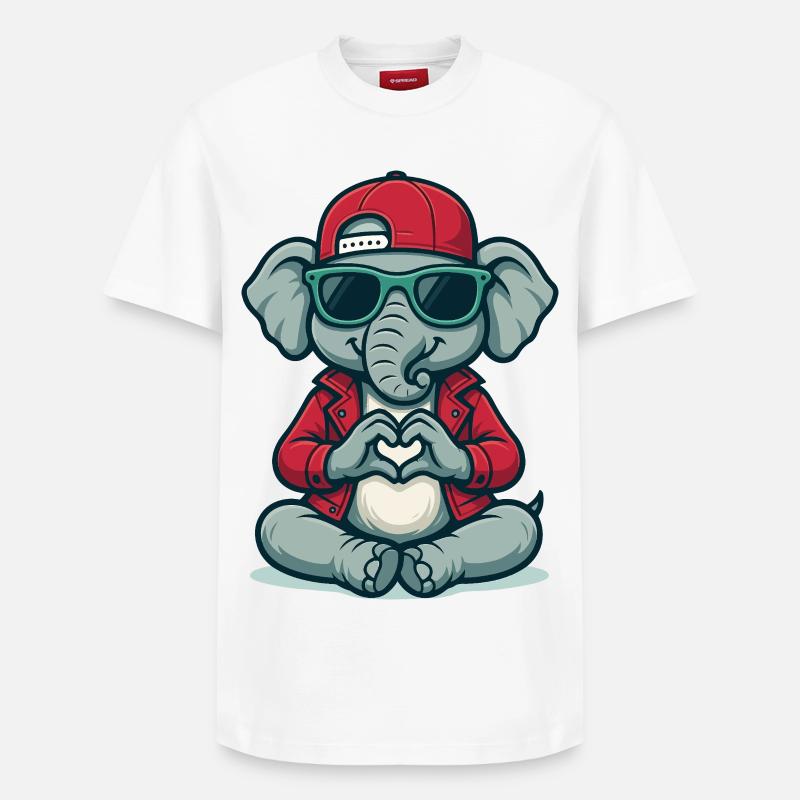 Cœur éléphant avec style - T-shirt unisexe décontracté en coton Supima – de SPREAD - blanc