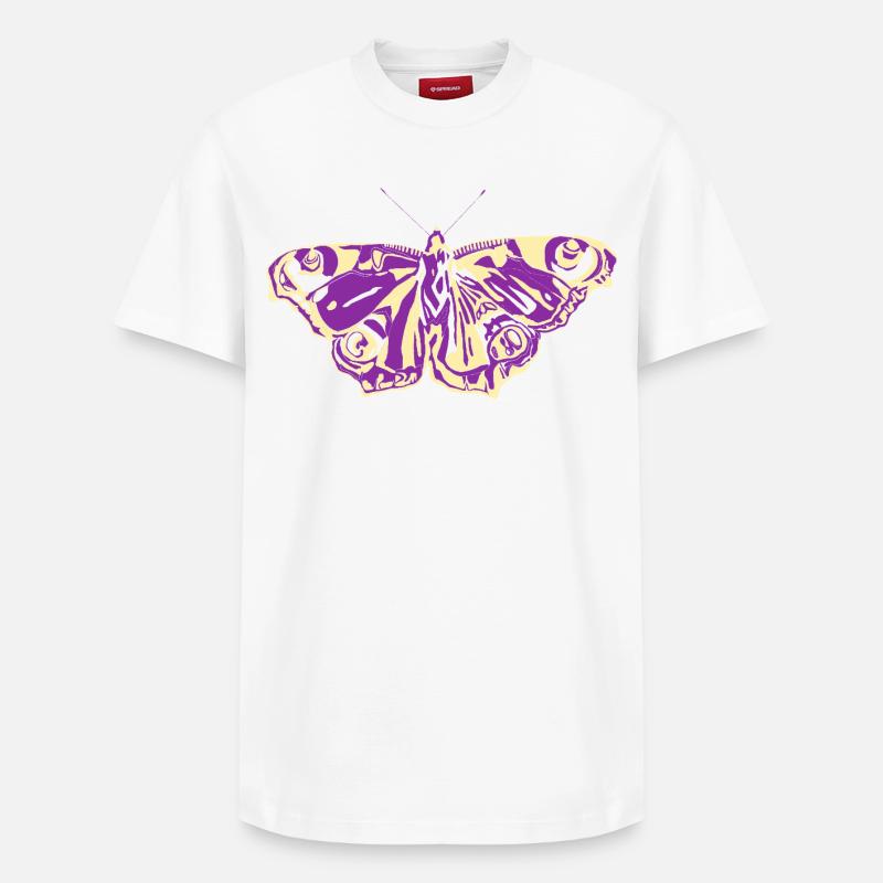 Papillon jaune violet - T-shirt unisexe décontracté en coton Supima – de SPREAD - blanc