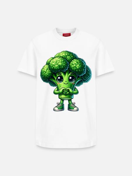 Broccoli Heart Hands - Relaxed Unisex Supima Cotton T-Shirt – by SPREAD - white