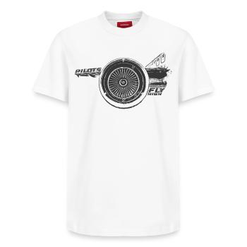 Jetpower Legacy - Relaxed Unisex Supima Cotton T-Shirt – by SPREAD - white - Front - AI Model Female 172 dark (172cm) & AI Model Male 185 dark (185cm)