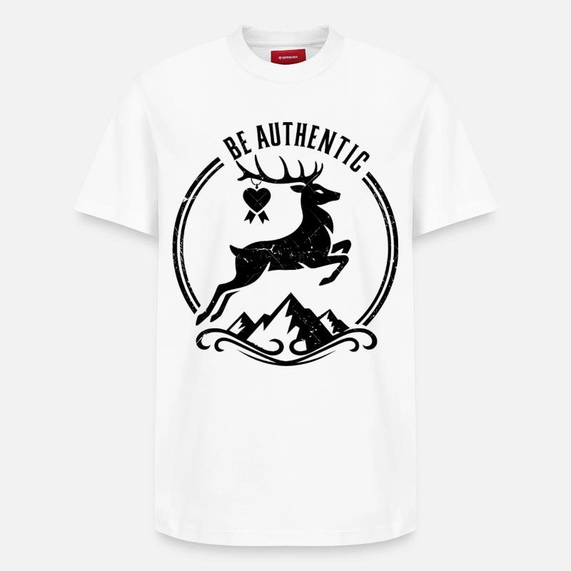 Springender Hirsch - Relaxed Unisex Supima Cotton T-Shirt – von SPREAD - Weiß
