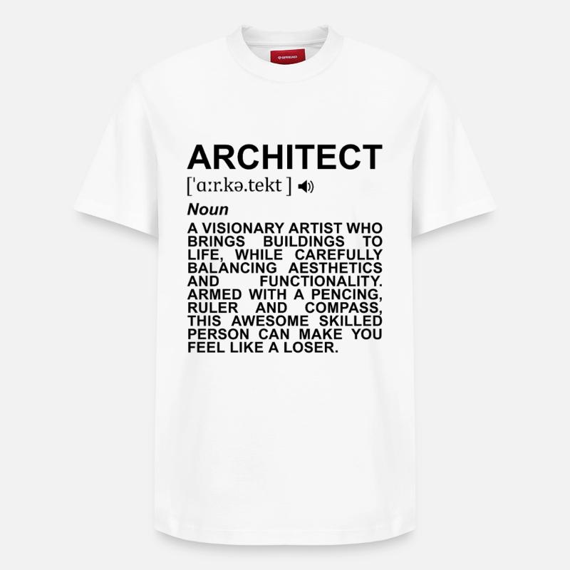 Signification de l’architecte - T-shirt unisexe décontracté en coton Supima – de SPREAD - blanc