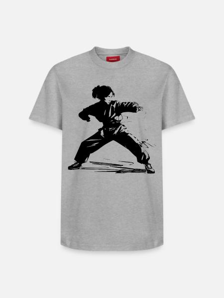 Girl Karate Sketch - Relaxed Unisex Supima Cotton T-Shirt – by SPREAD - white