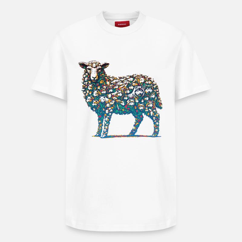 Loup déguisé en mouton - T-shirt unisexe décontracté en coton Supima – de SPREAD - blanc