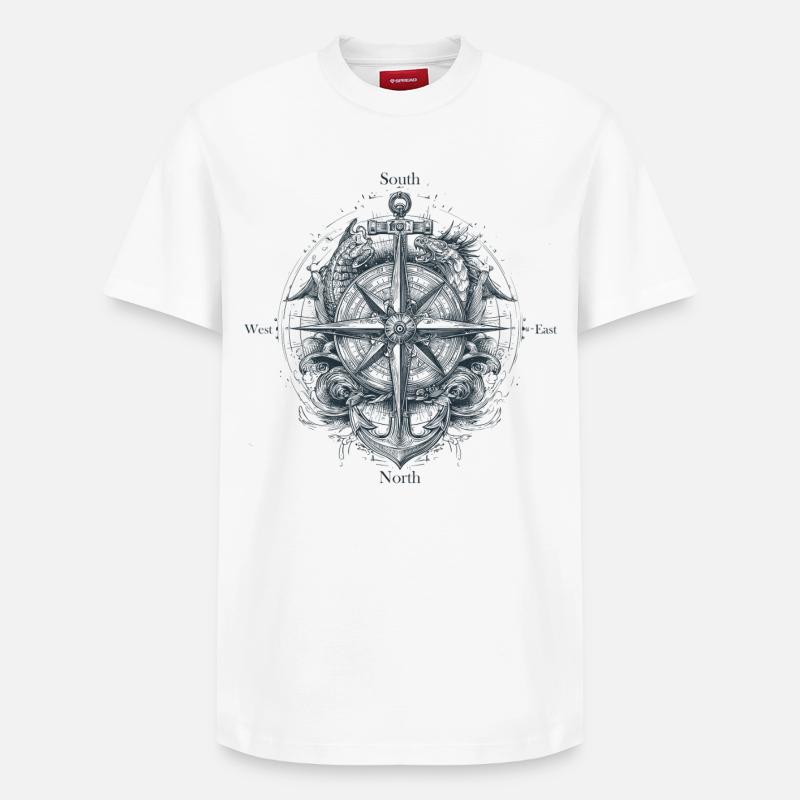Kompass - Relaxed Unisex Supima Cotton T-Shirt – von SPREAD - Weiß