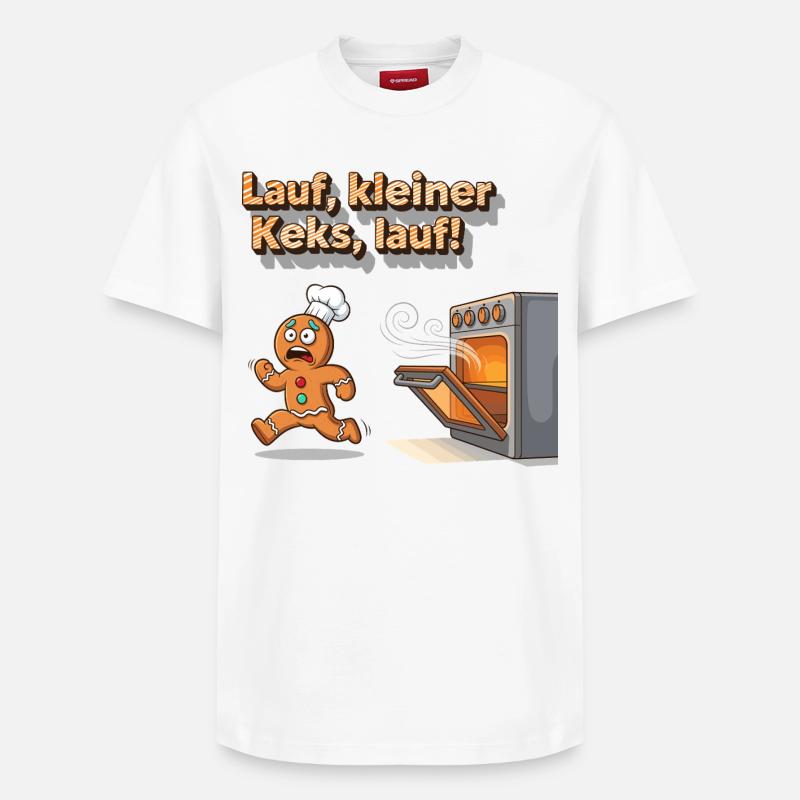 Cours, petit biscuit, cours ! - T-shirt unisexe décontracté en coton Supima – de SPREAD - blanc