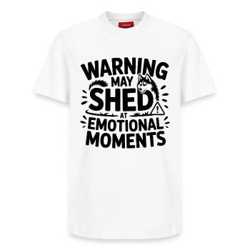 Warnung: Husky kann Haare verlieren - Relaxed Unisex Supima Cotton T-Shirt – von SPREAD - Weiß - Vorne - AI Model Female 172 dark (172cm) & AI Model Male 185 dark (185cm)