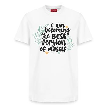 Devenir mon meilleur design de citation personnelle - T-shirt unisexe décontracté en coton Supima – de SPREAD - blanc - Devant - AI Model Female 172 dark (172cm) & AI Model Male 185 dark (185cm)