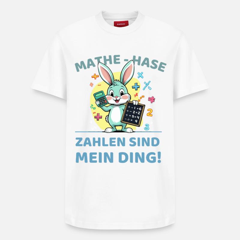 Math bunny with calculation task - Relaxed Unisex Supima Cotton T-Shirt – by SPREAD - white