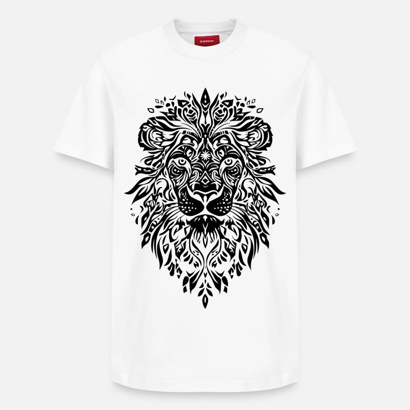 Löwe Mandala Gesicht - Relaxed Unisex Supima Cotton T-Shirt – von SPREAD - Weiß