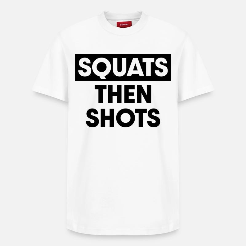 Squats puis tirs - T-shirt unisexe décontracté en coton Supima – de SPREAD - blanc